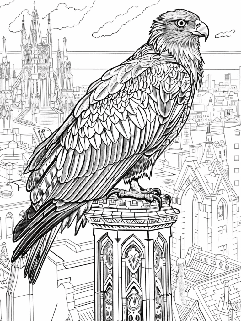 Eagle Perched On A High Tower