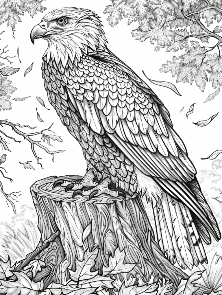 Eagle Perched On A Stump