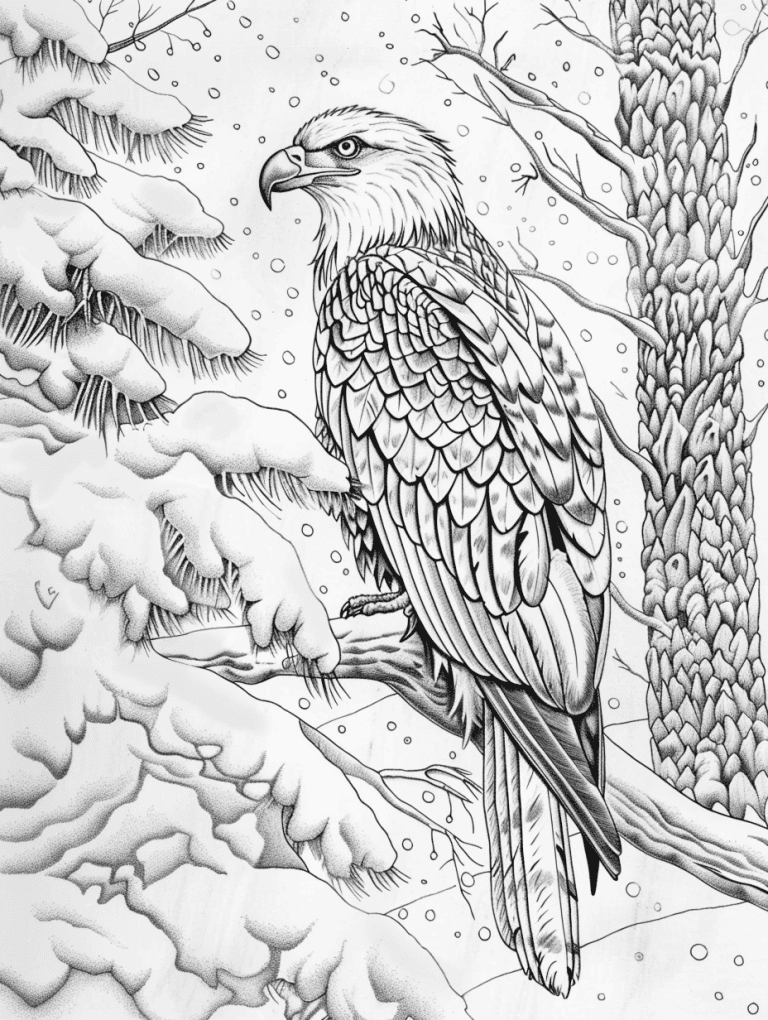 Eagle Perched On A Snowy Branch