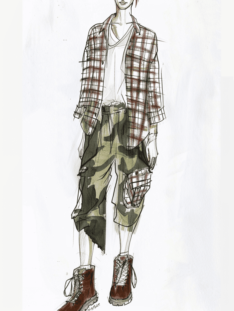 Plaid Flannel Shirt Over A White Top