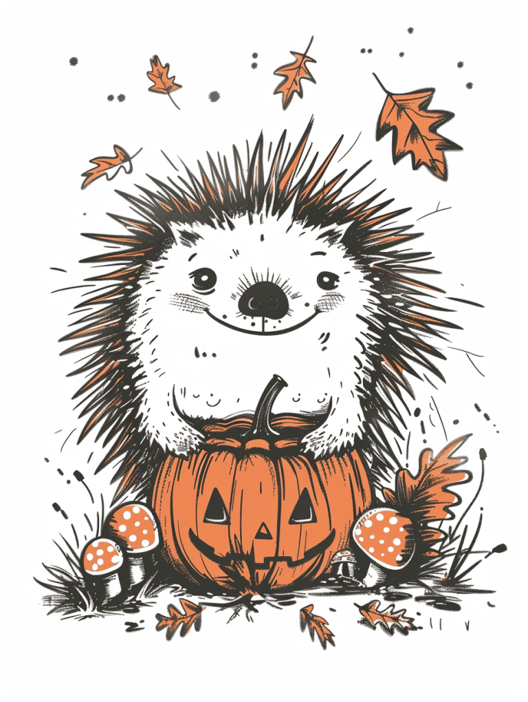 Porcupine On Top Of A Pumpkin