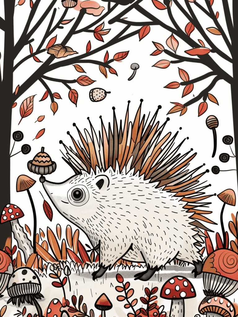 Porcupine Balancing An Acorn On It’s Nose
