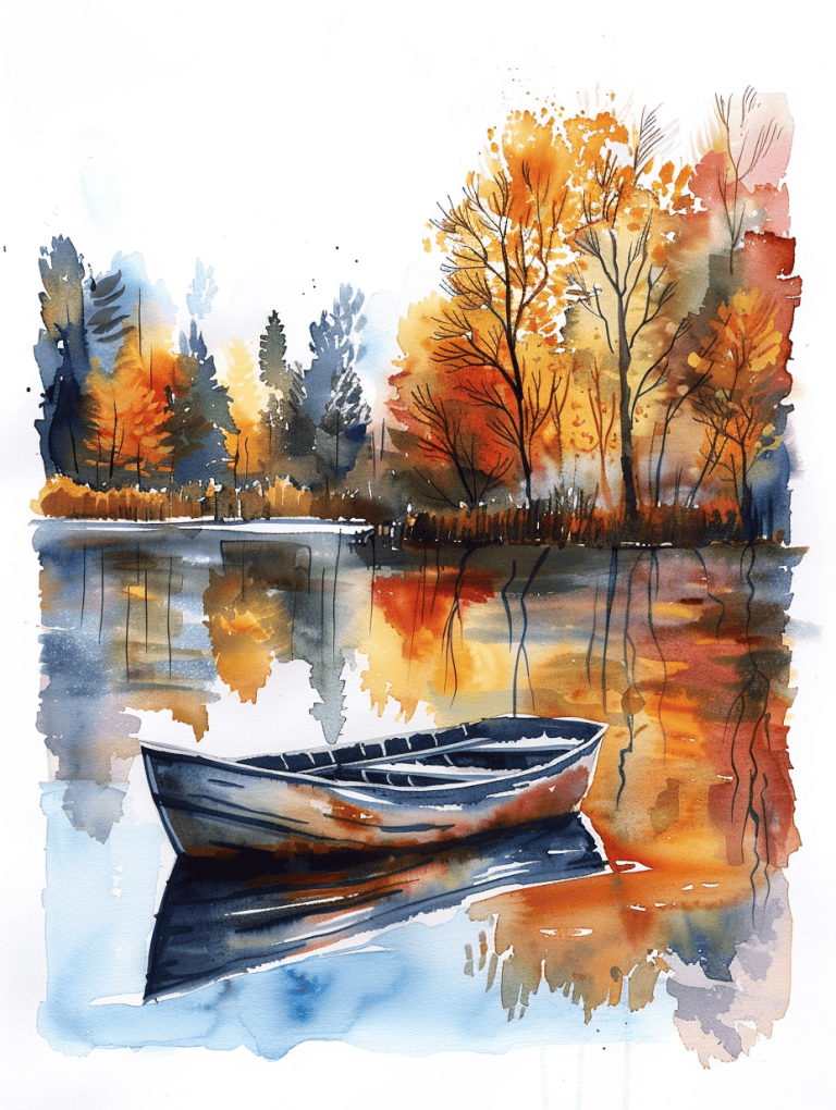 Lake With Rowboat