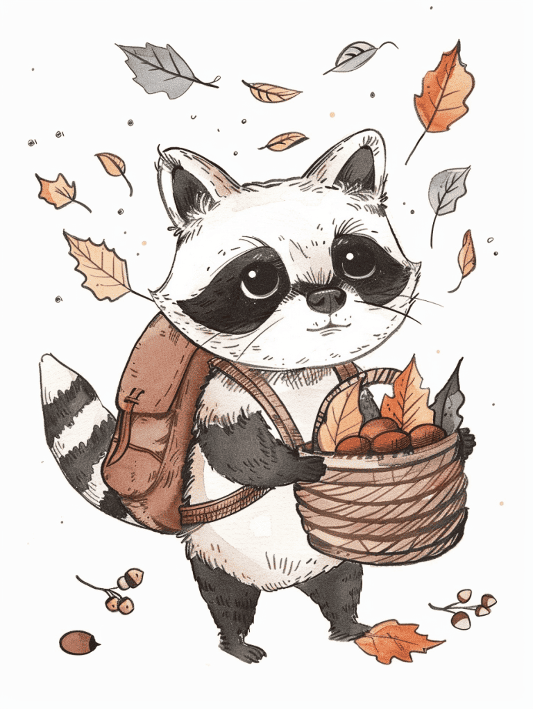 Raccoon Wearing A Bagpack