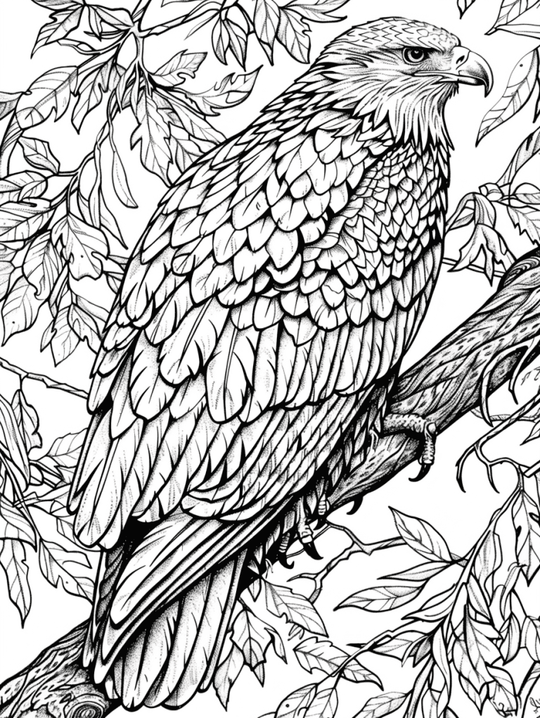 Eagle Resting On A Gnarled Tree