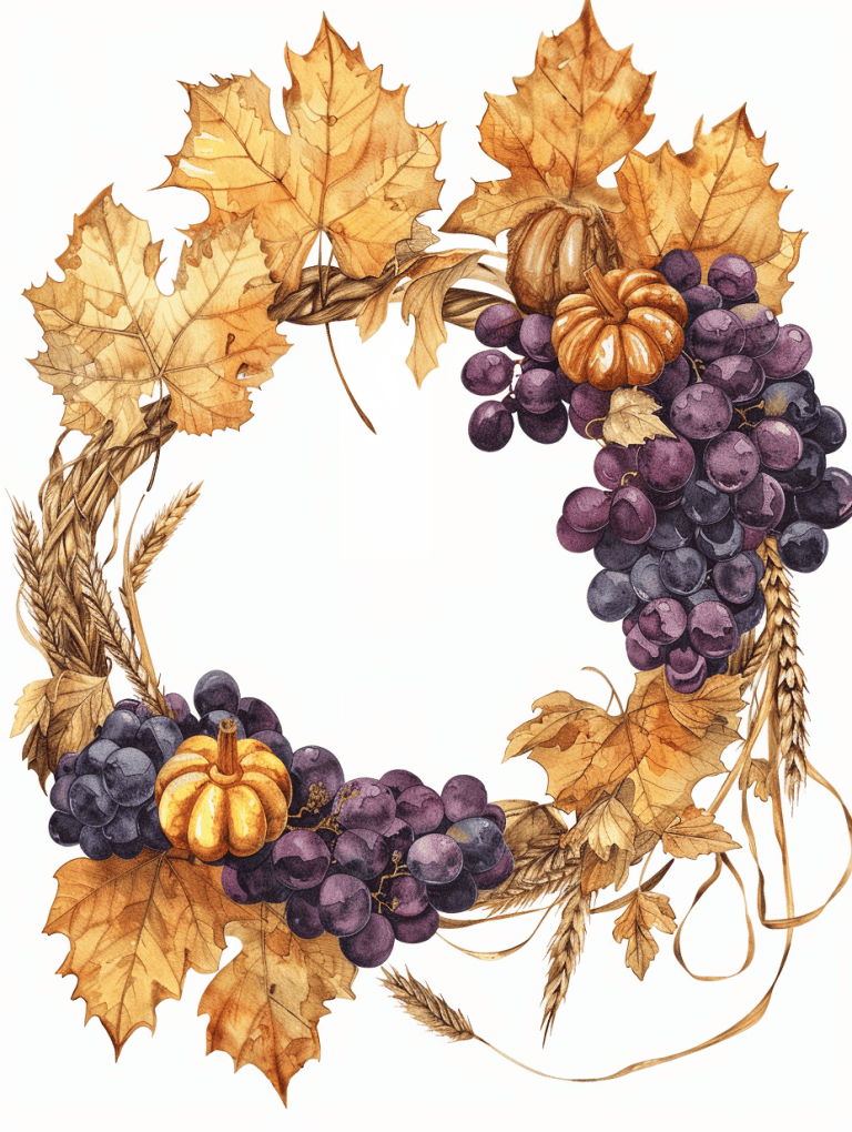 Wreath Featuring Cluster of Grapes