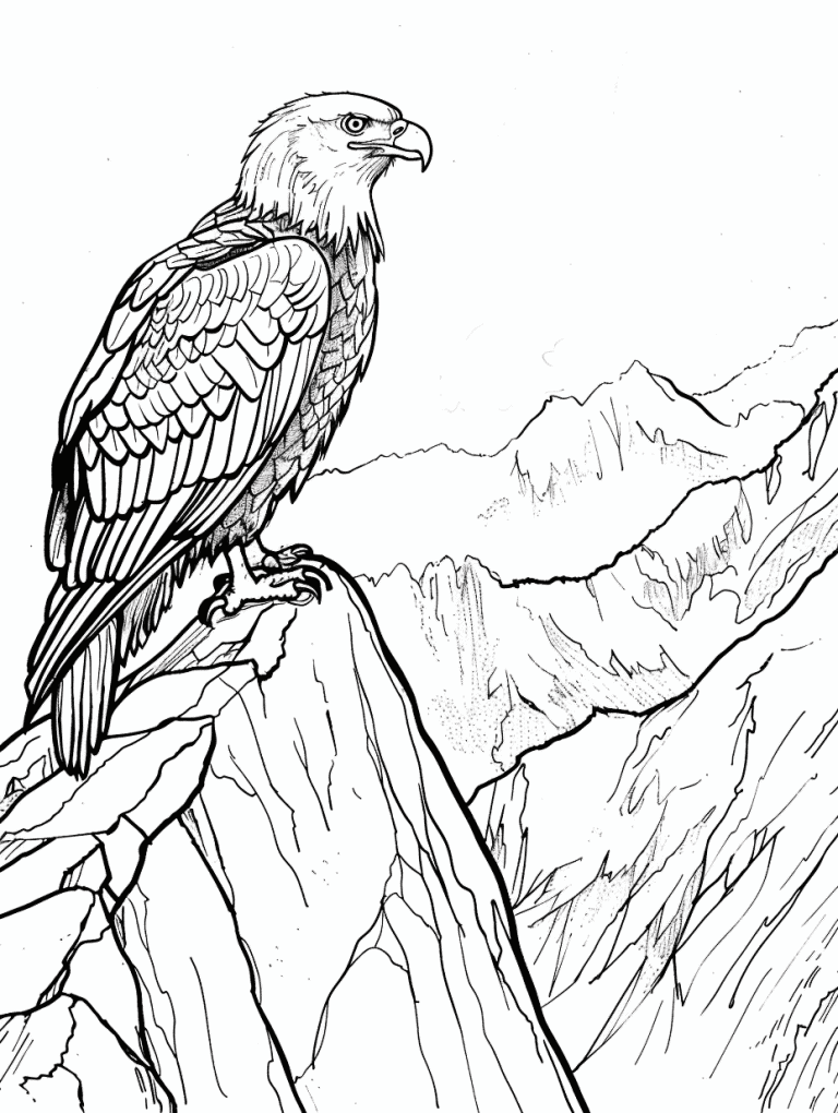 Eagle Perched On A Mountain Peak