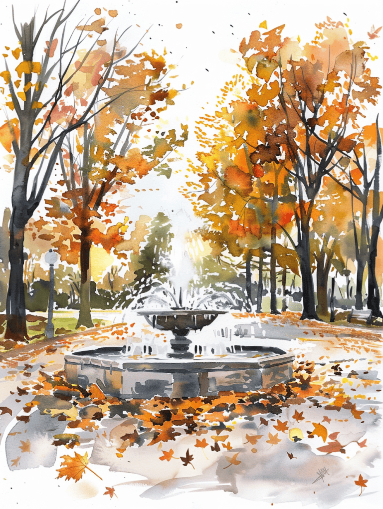Park With Large Fountain
