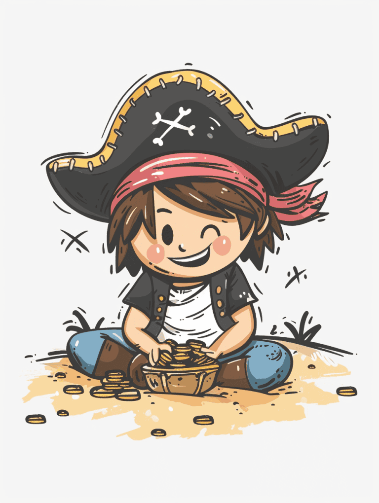 Pirate Counting Gold Coins