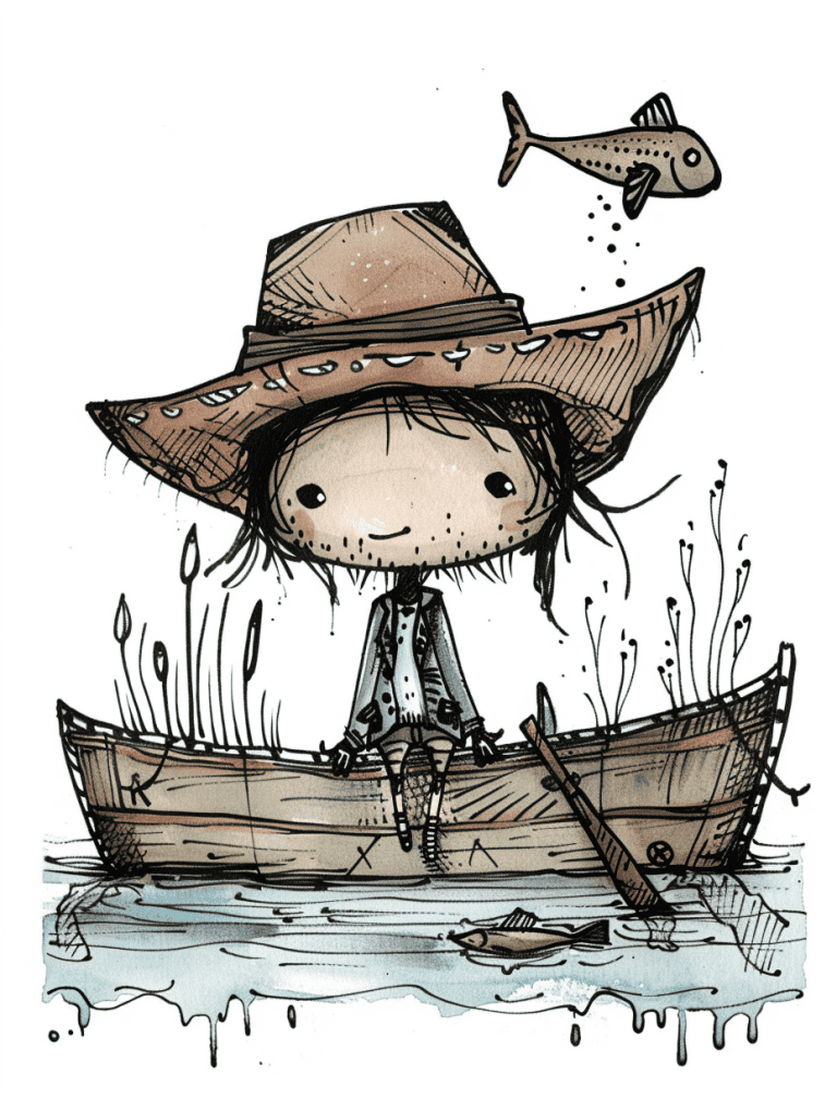 Pirate Sitting On A Tiny Boat