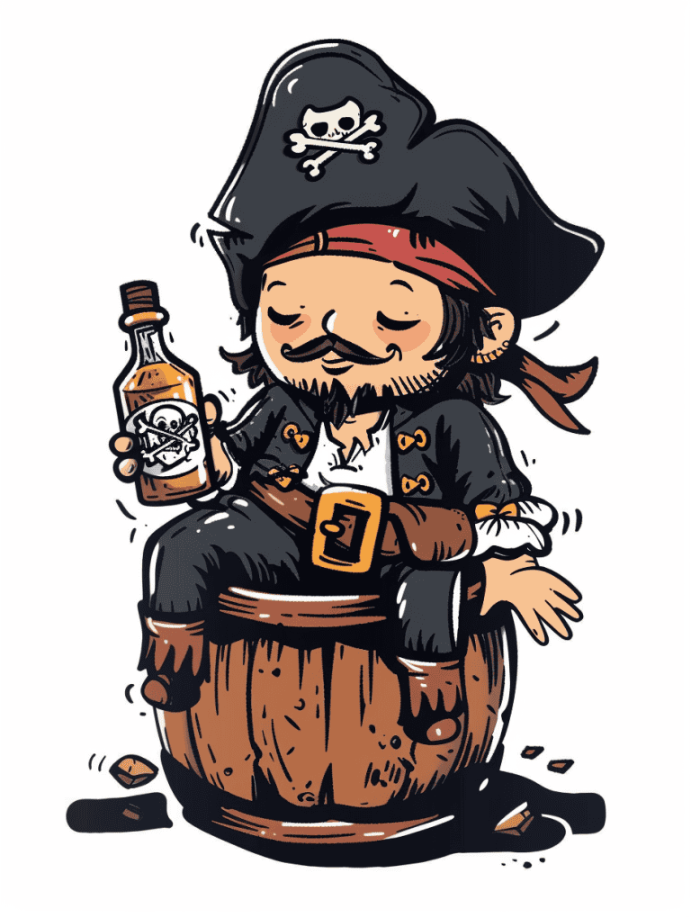 Pirate With Bottle Of Rum