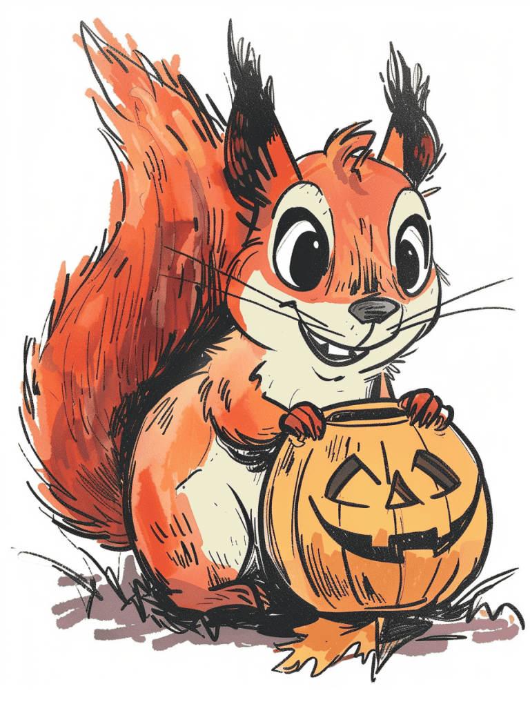 Squirrel Holding A Pumpkin