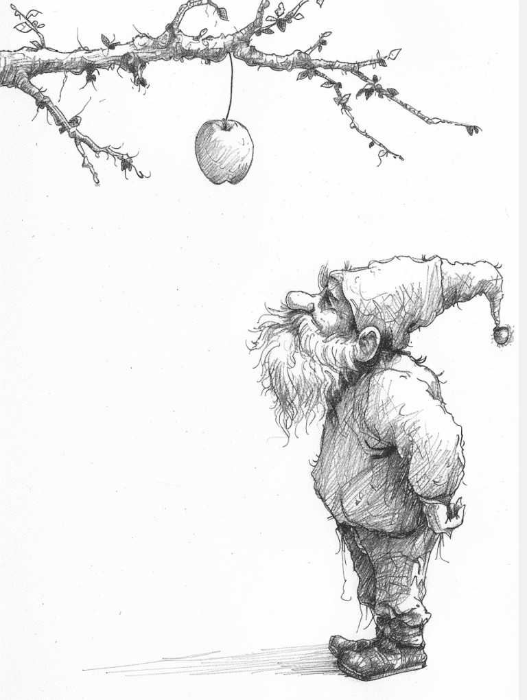 Gnome Staring At An Apple