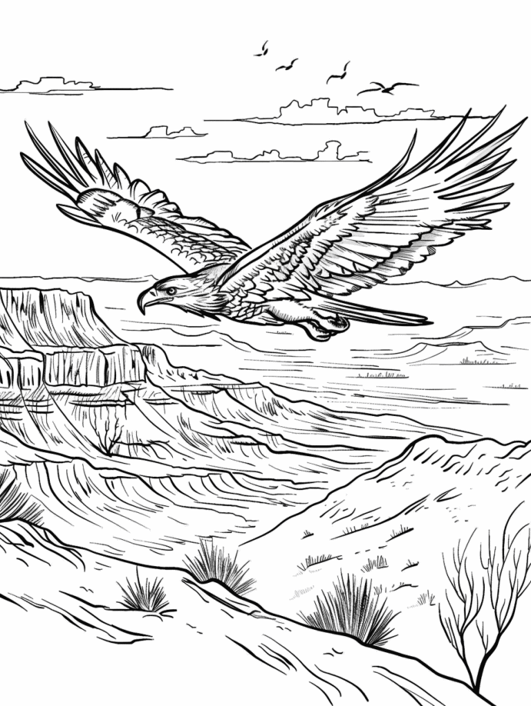 Eagle Flying Over A Desert Landscape