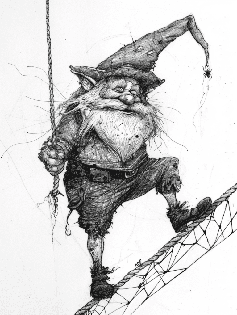 Gnome Climbing Through Tightrope