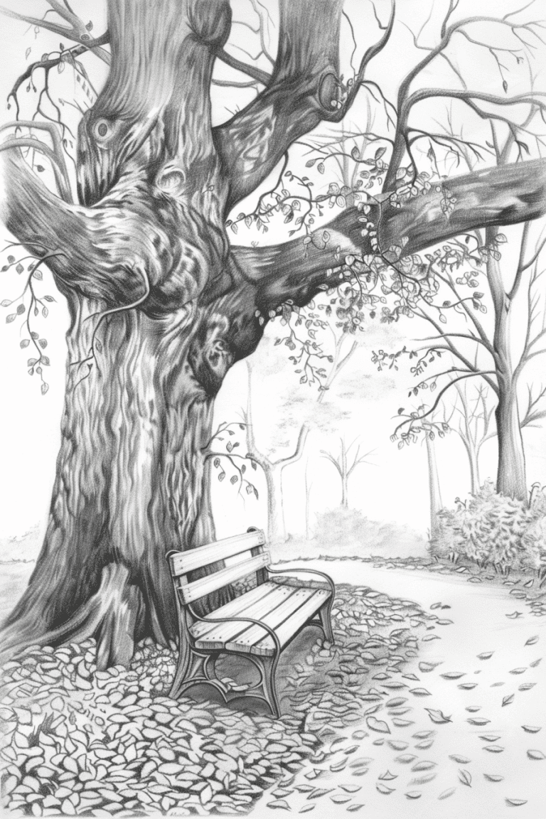 Bench Beneath An Oak Tree