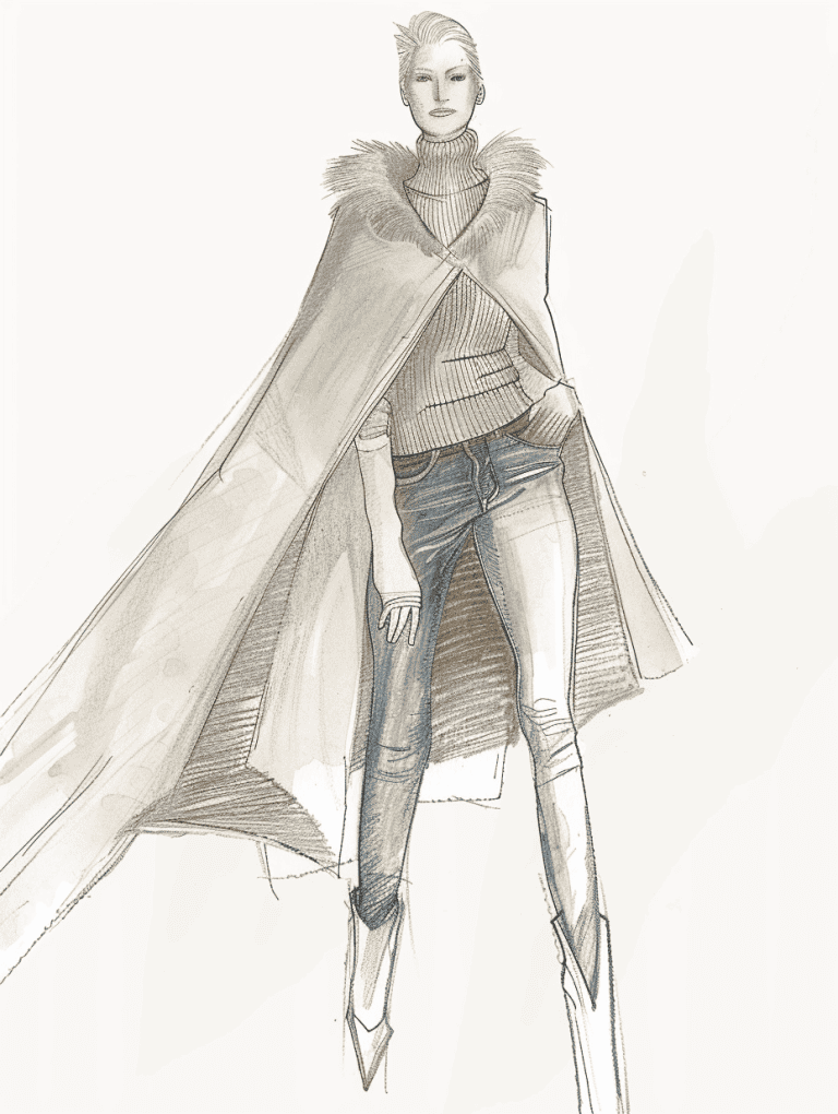 Beige  Cape With Faux Collar