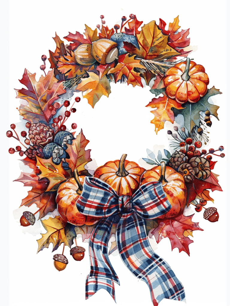 Wreath With Mini Pumpkins And Acorns