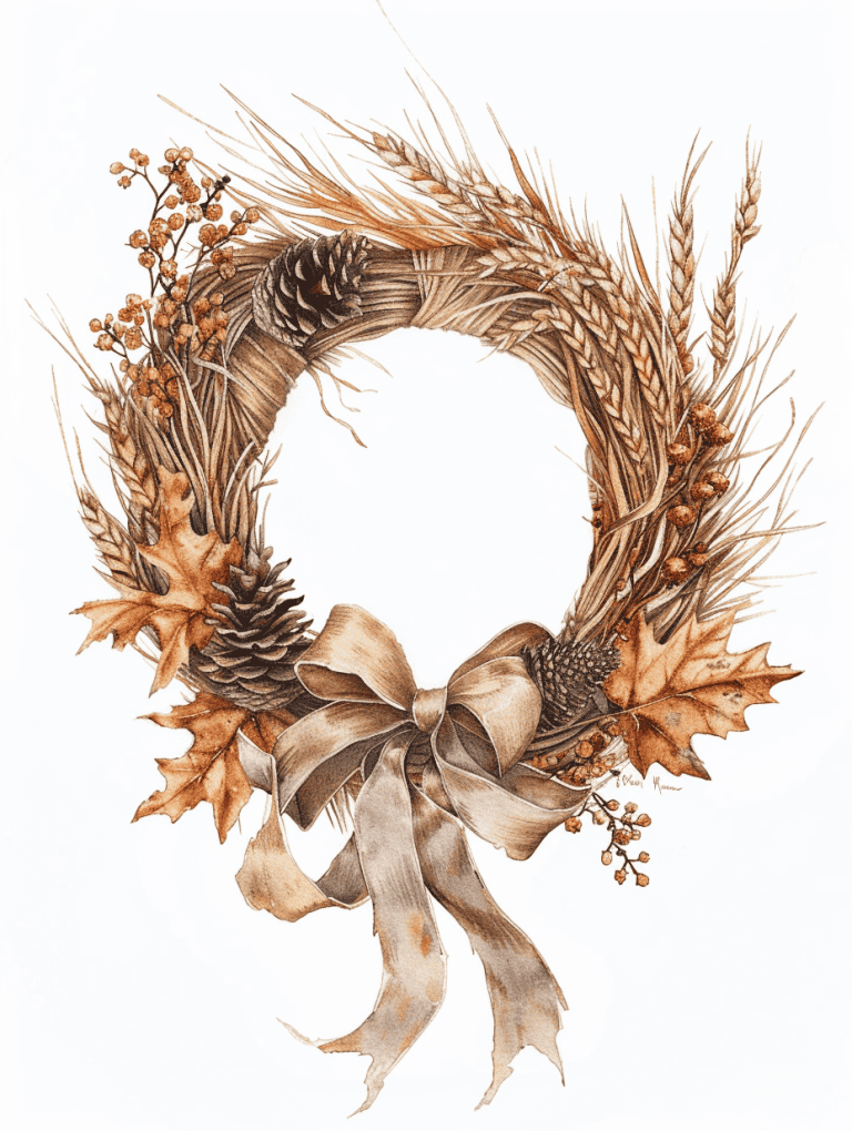 Wreath Made From Dried Wheat Stalks
