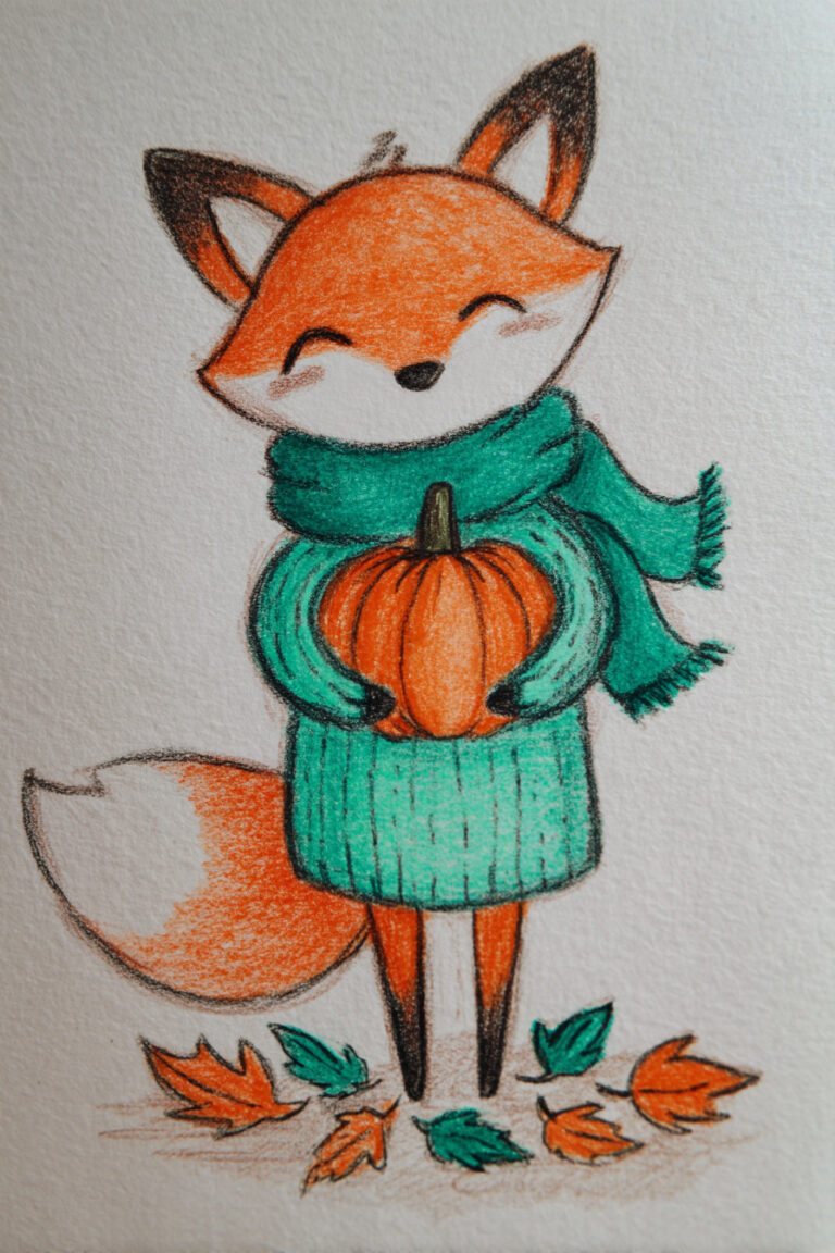 Fox Wearing Hat And Scarf