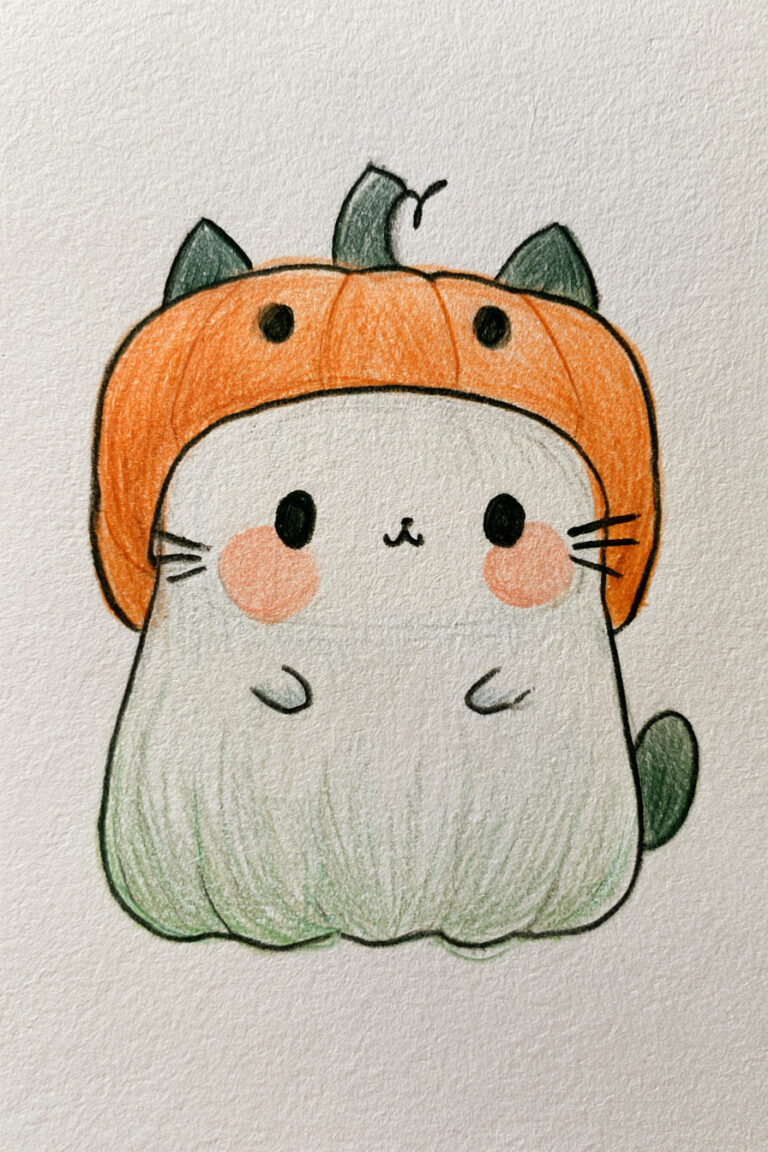 Cat Wearing Pumpkin Costume