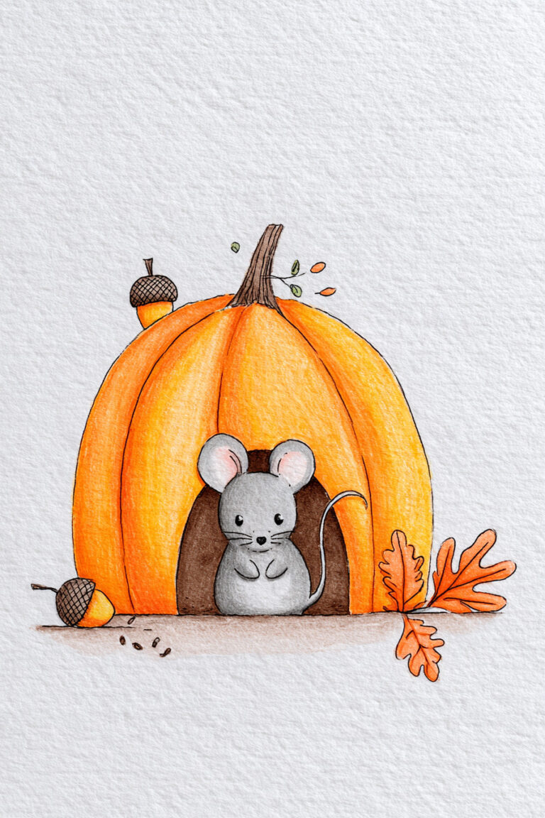 Mouse Near Pumpkin House
