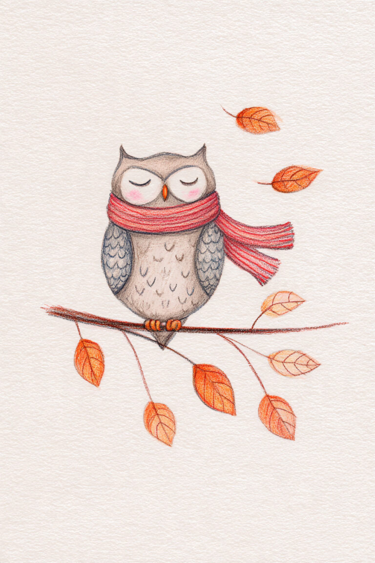 Owl On Tree Branch