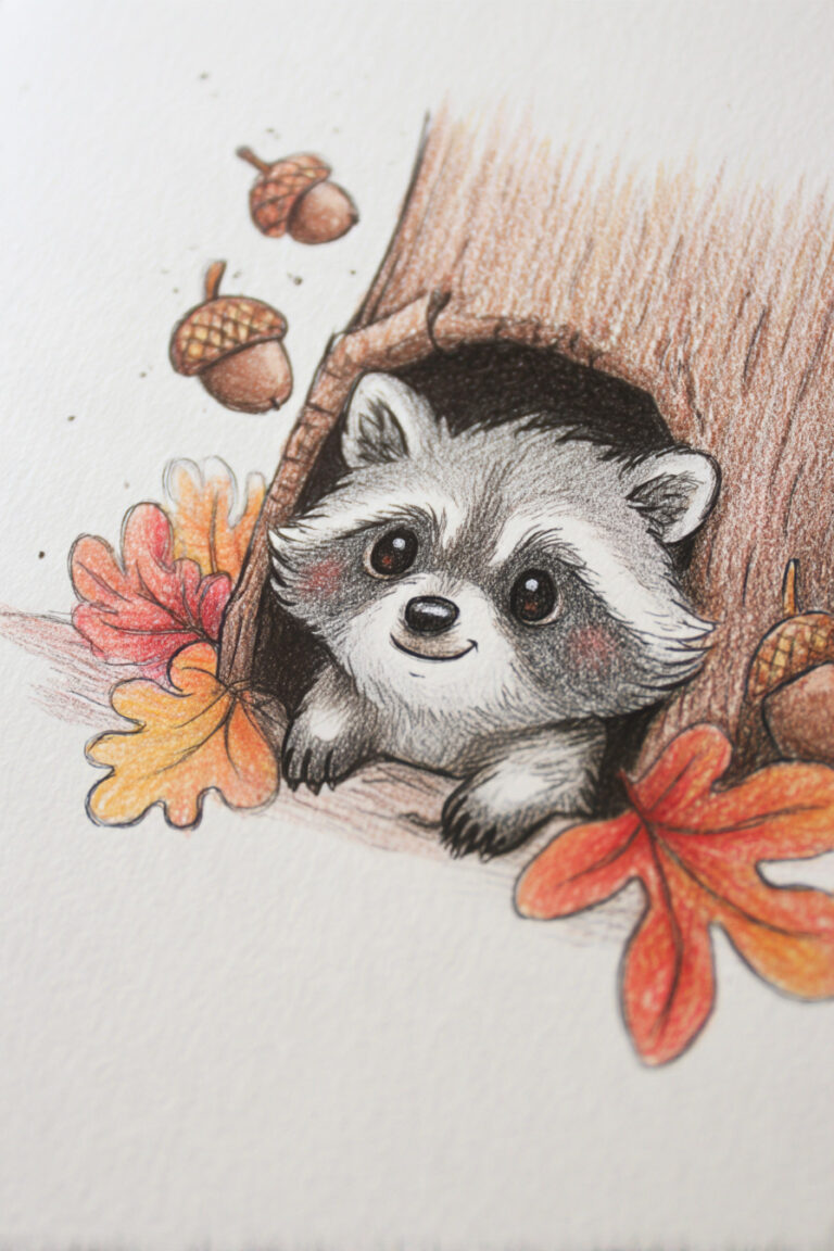 Raccoon Peeking Out From A Tree Trunk