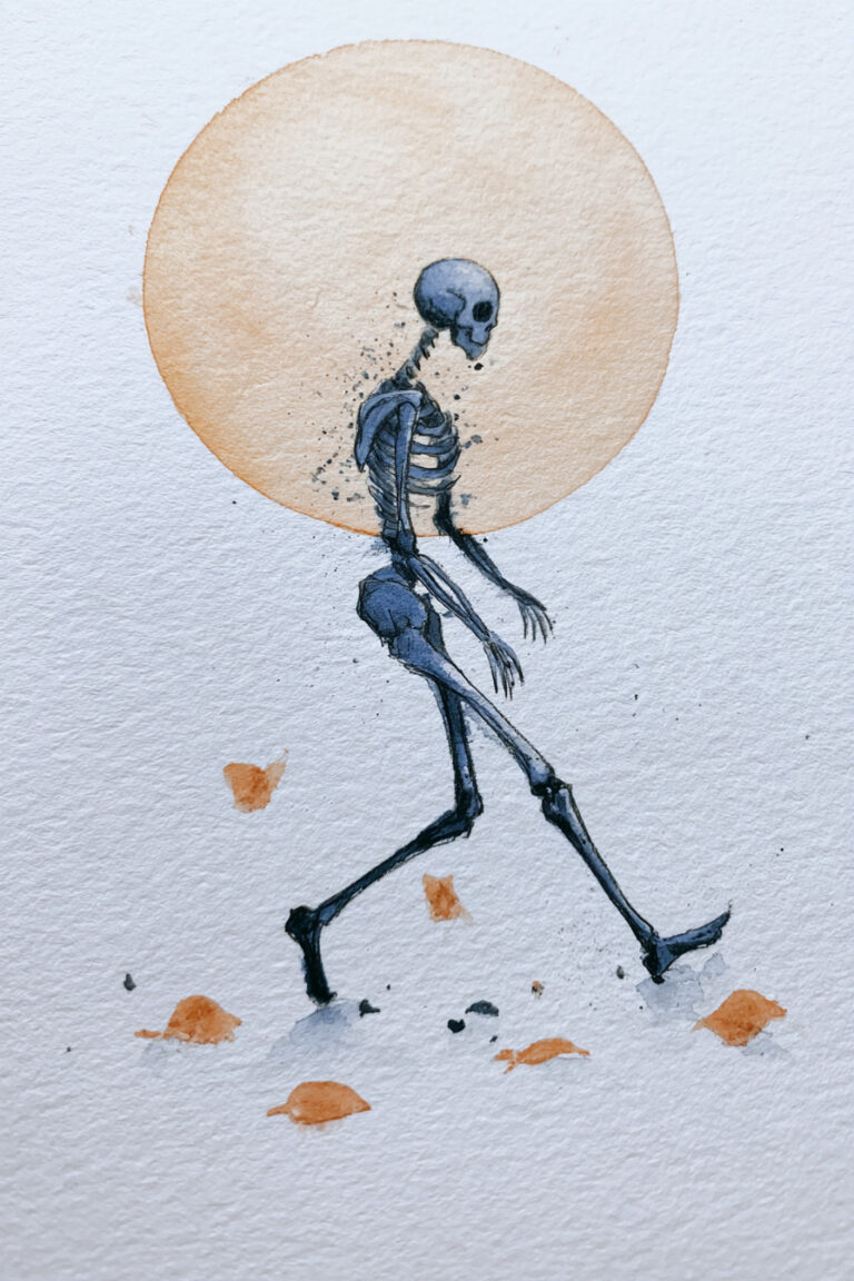 Playful Skeleton Under The Moonlight