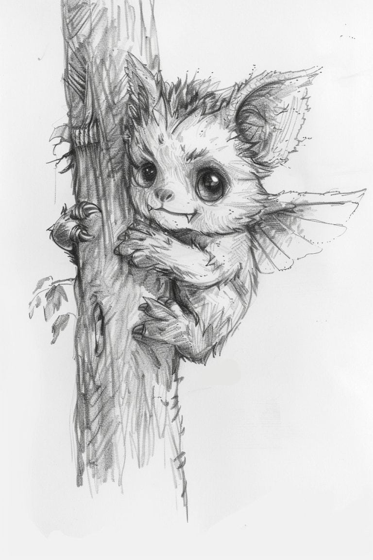 Baby Monster Clinging On A Tree