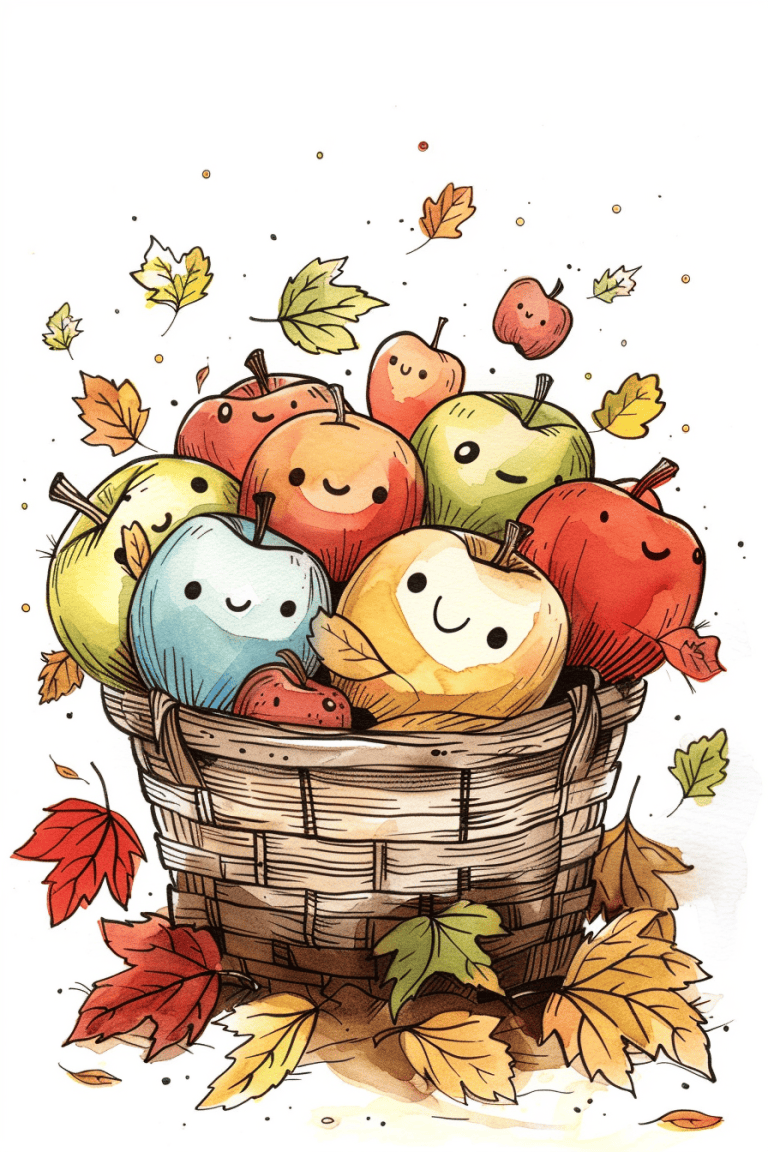 Basket Overflowing Of Apples