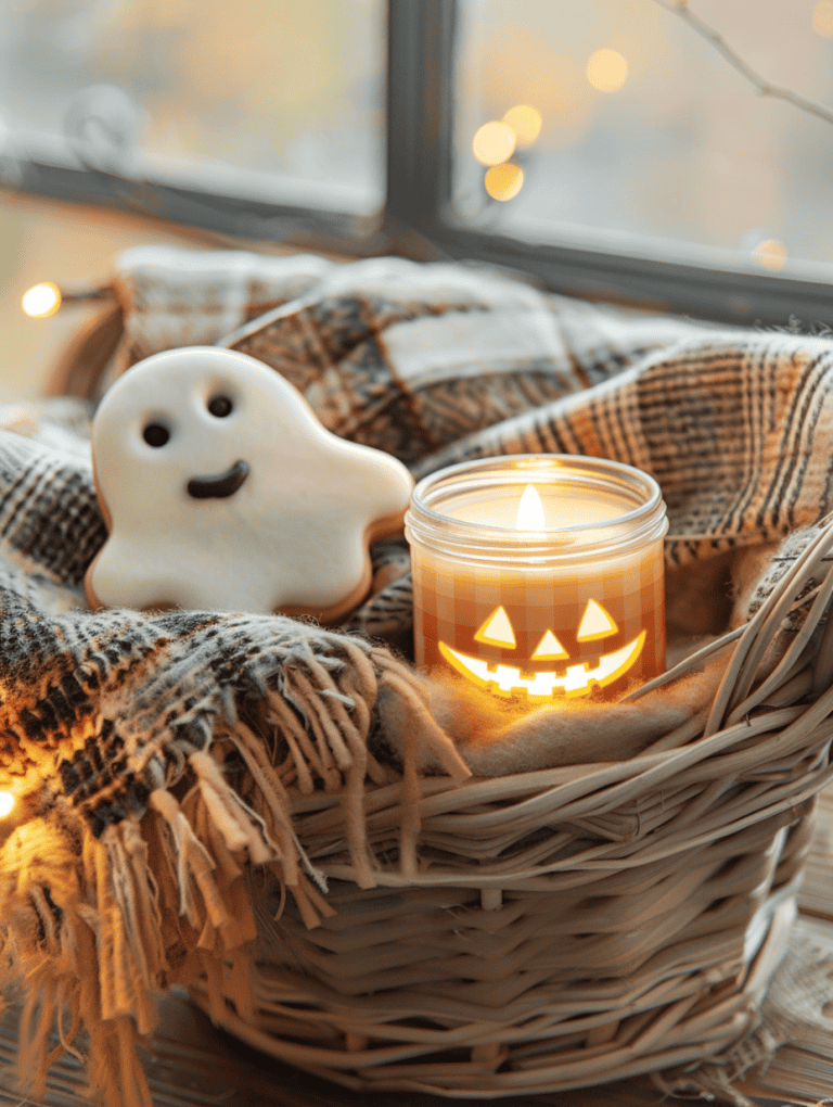 Blanket, Ghost Cookie And Scented Candle