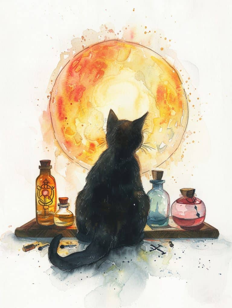 Cat And Full Moon