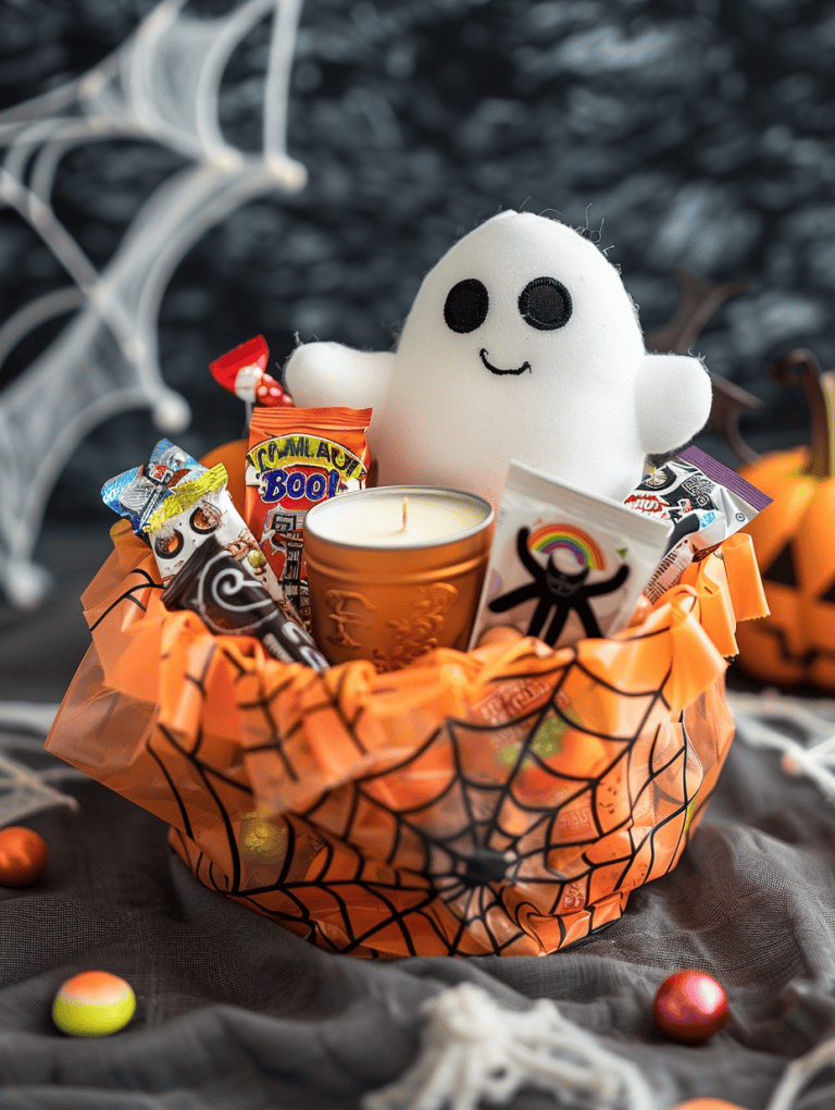 Ghost Plushie With Candy Bars and Candle