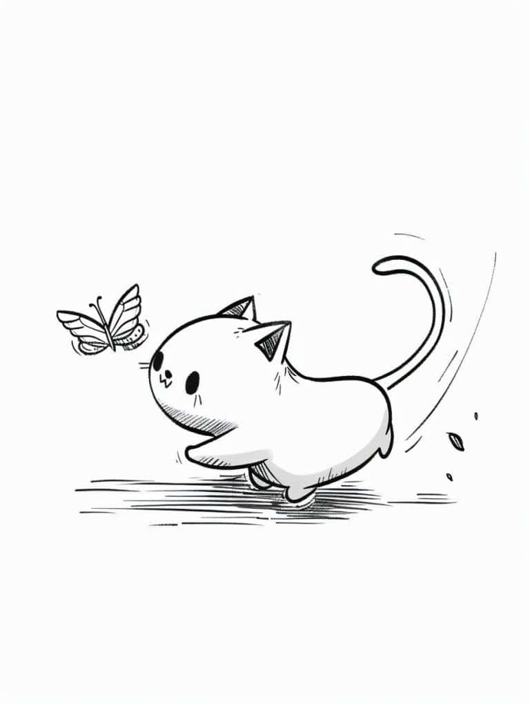Cat Chasing Butterfly