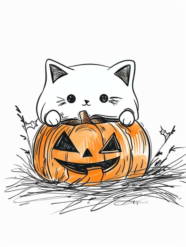 Cat Peeking Out From Pumpkin