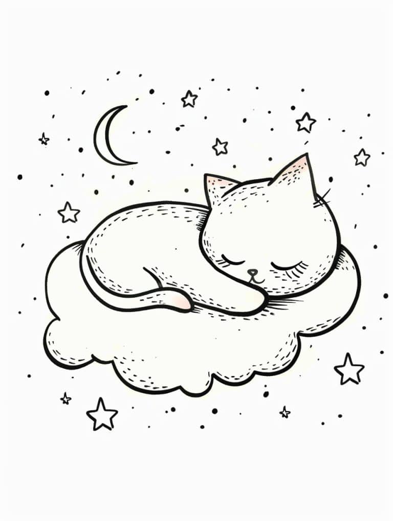 Ghost Cat Sleeping On A Cloud