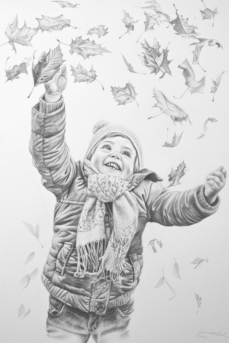 Child Tossing Autumn Leaves
