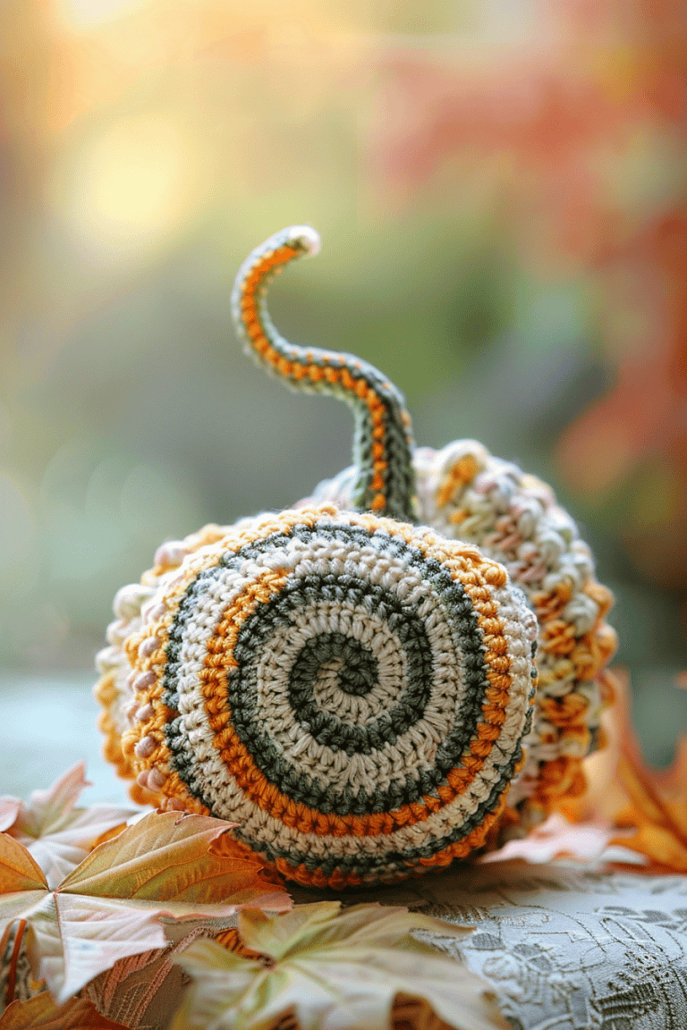 Crochet Pumpkin With Spiral Pattern