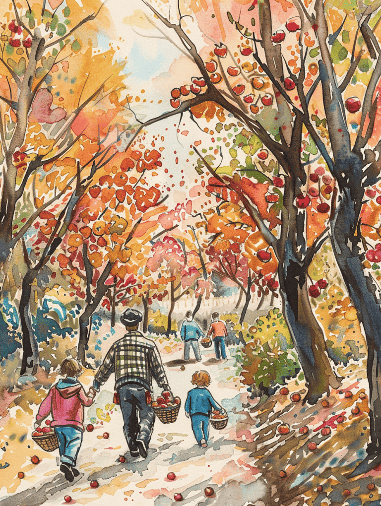 Family Enjoying Apple Picking