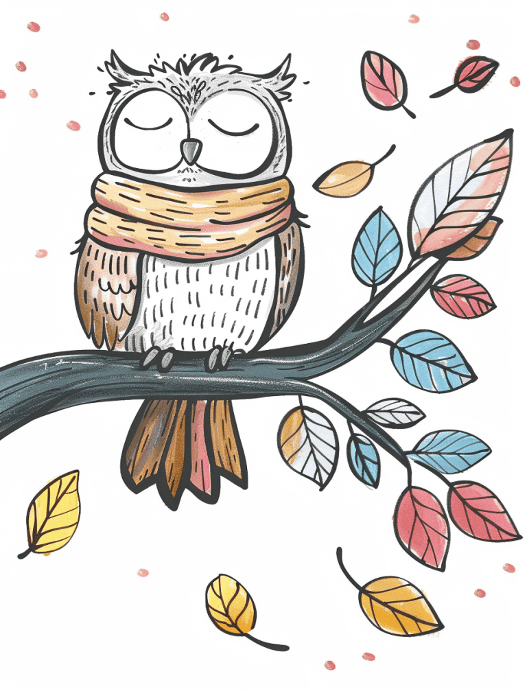 Owl On Tree Branch