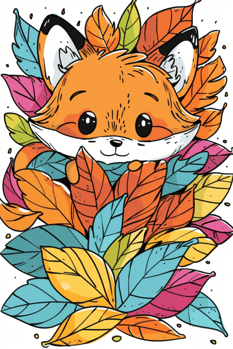 Fox Behind Pile Of Leaves