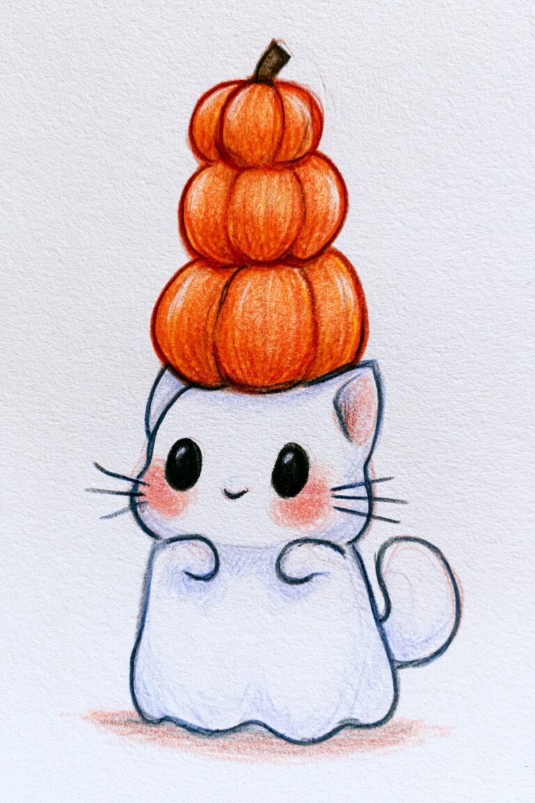 Cat Balancing Pumpkins