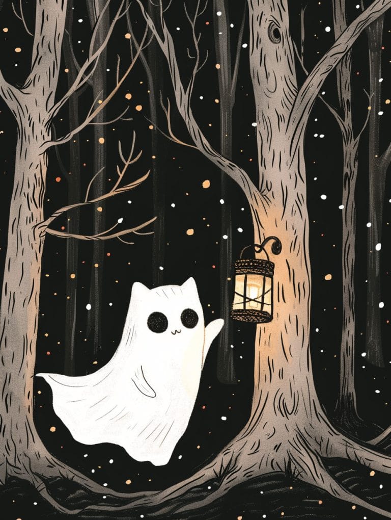 Ghost Cat Holding Lantern
