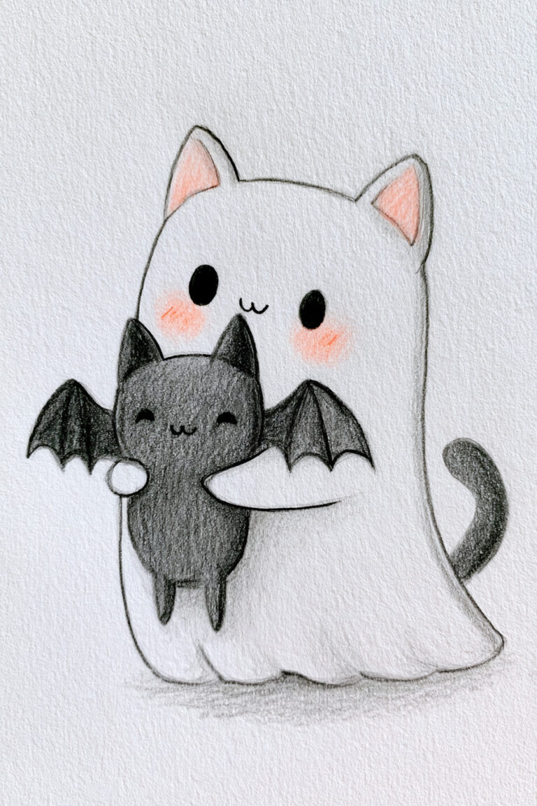 Ghost Cat Hugging Bat
