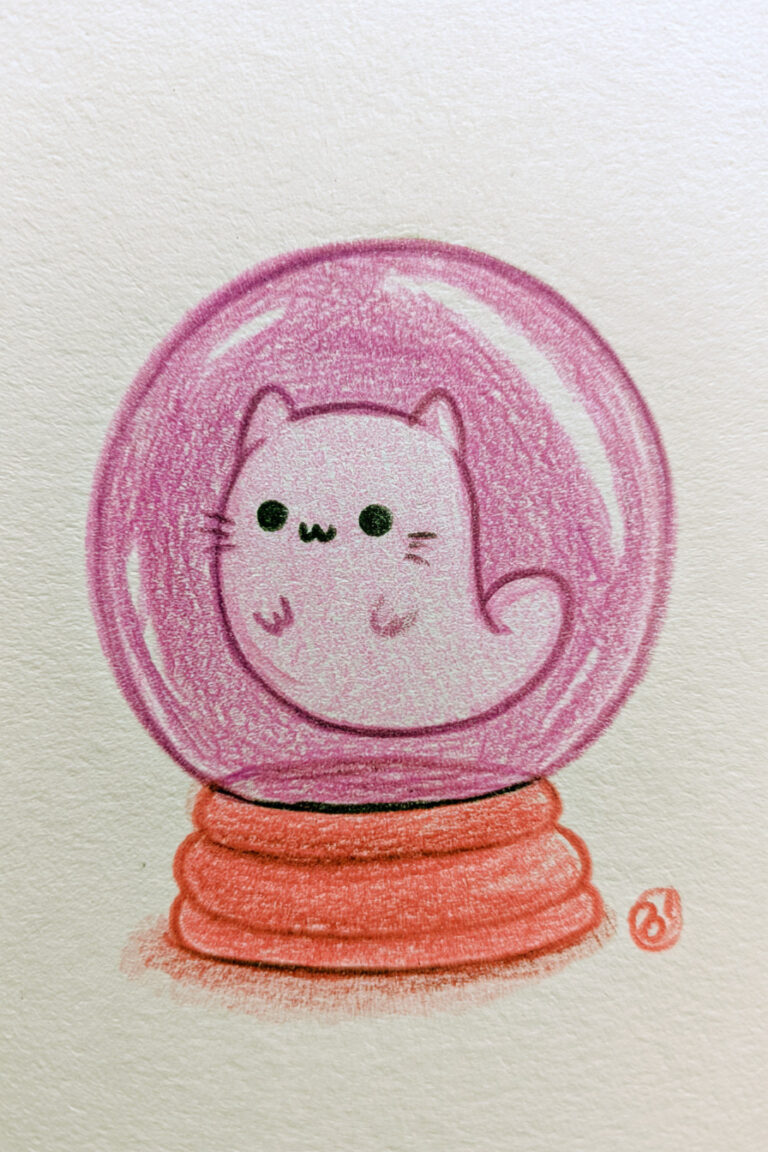Ghost Cat Inside A Crystal Ball