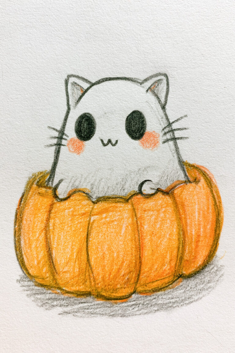 Cat Peeking Out From Pumpkin