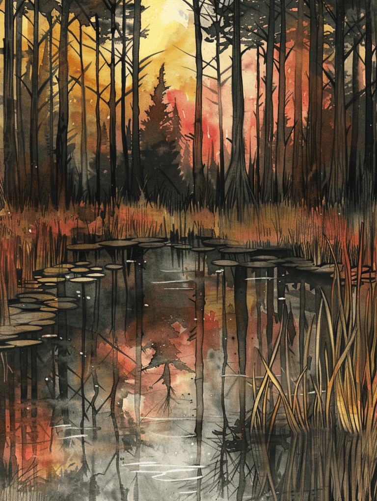 Hidden Pond In A Forest