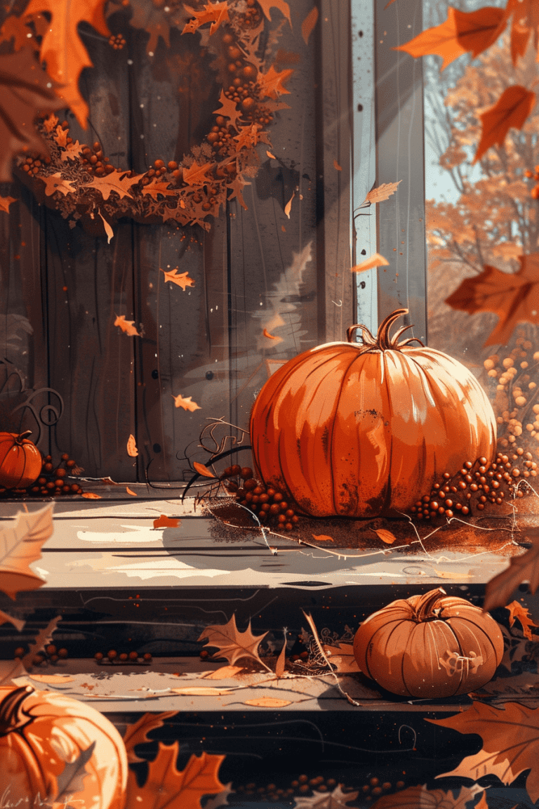 Pumpkin On A Rustic Porch