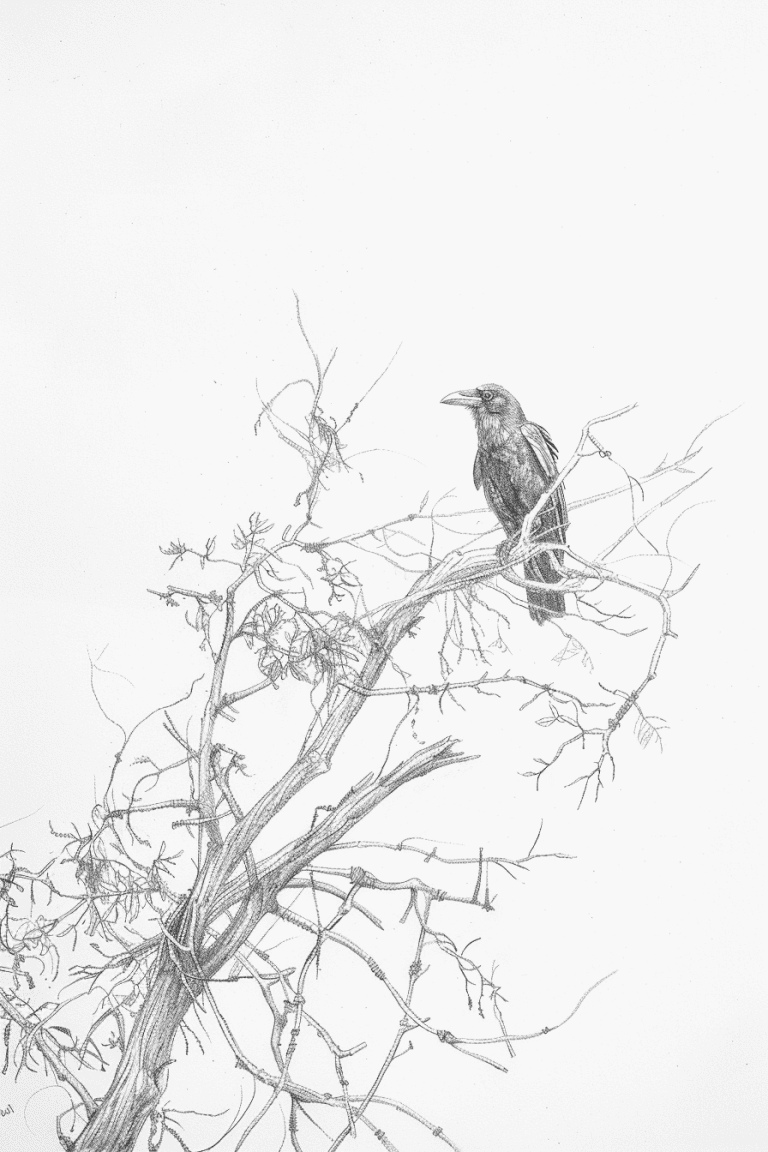 Lone Crow On A Branch